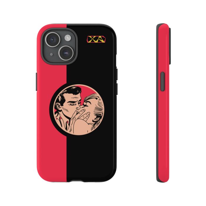 Libidinous Romancing Kissing Couple in Red-black Tough Phone Cases