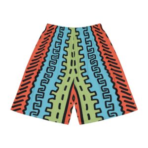 Ebullient Ethnic African mudcloth style design in colorful men’s Sports Shorts