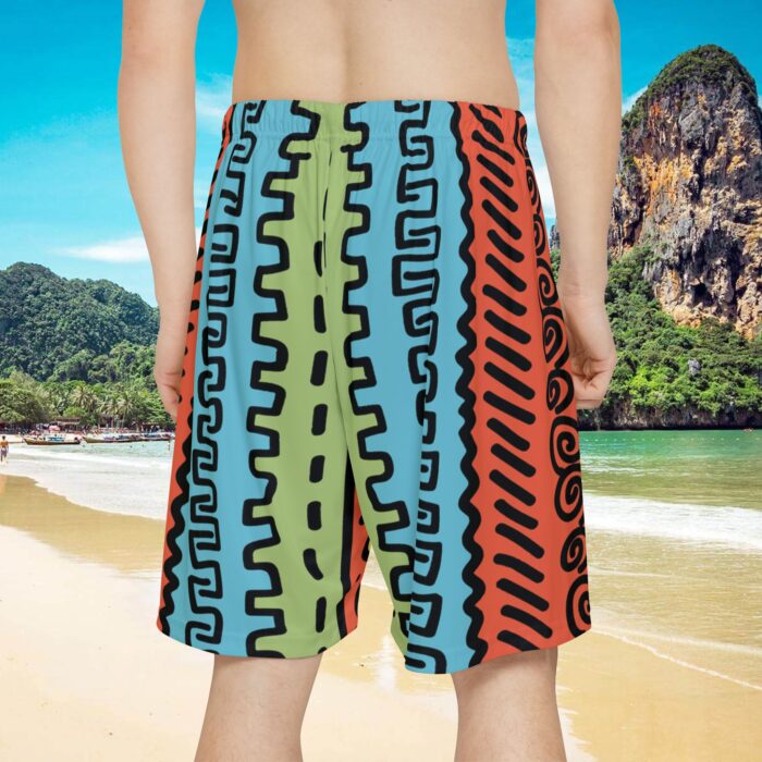 Ebullient Ethnic African mudcloth style design in colorful men’s Sports Shorts
