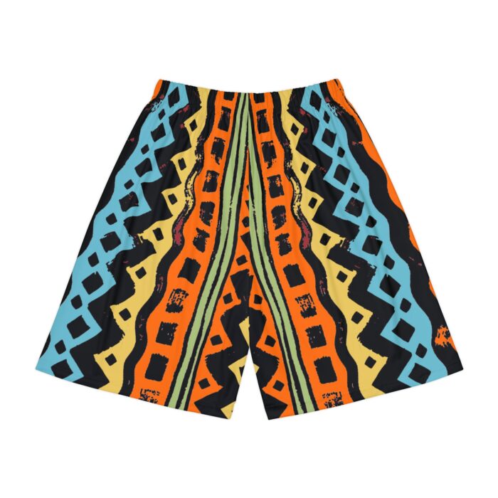 Hued Tribal bogolan mudcloth style design in colorful men’s Sports Shorts