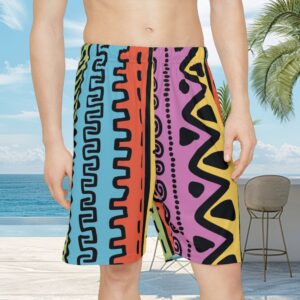 Scintillating Tribal African mudcloth style design in colorful men’s Sports Shorts