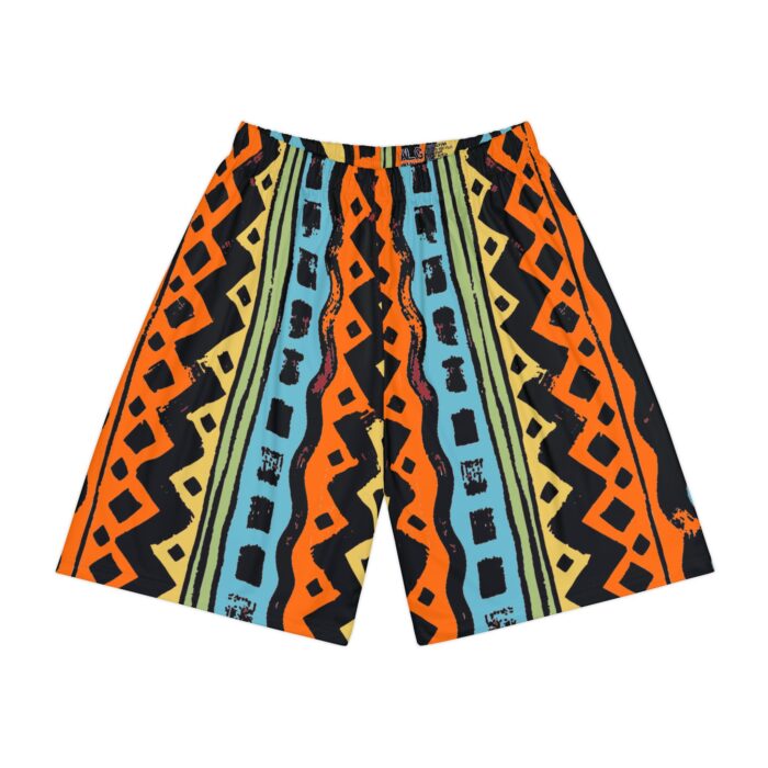 Hued Tribal bogolan mudcloth style design in colorful men’s Sports Shorts