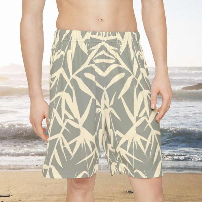 Tropical bamboo silhouette design in khaki beige Men’s Sports Shorts (AOP)